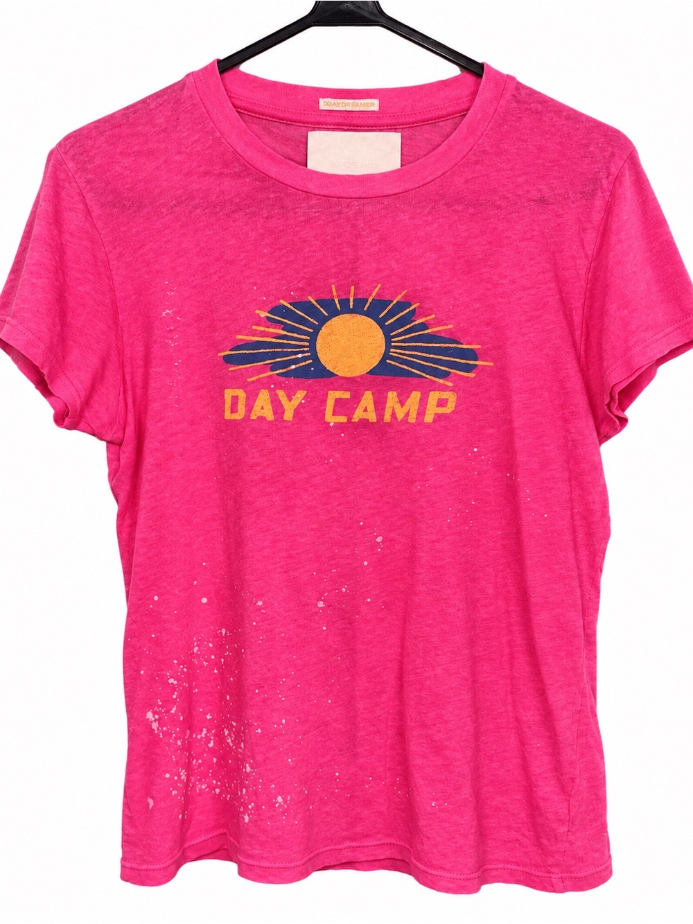 💖 NWOT- MOTHER The Lil Sinful Day Camp Pink Graphic Tee XS Cotton Linen